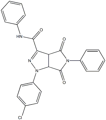 1,3a,4,5,6,6a-ヘキサヒドロ-4,6-ジオキソ-N-フェニル-5-(フェニル)-1-(4-クロロフェニル)ピロロ[3,4-c]ピラゾール-3-カルボアミド 化学構造式