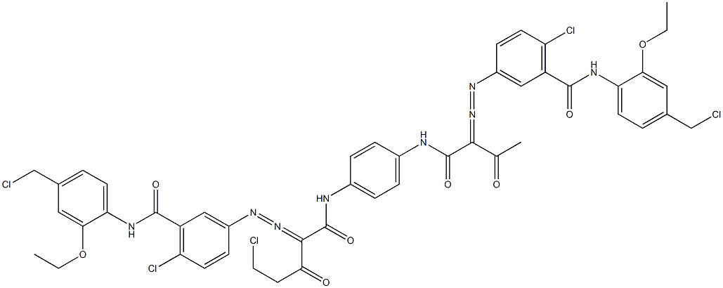 3,3'-[2-(クロロメチル)-1,4-フェニレンビス[イミノカルボニル(アセチルメチレン)アゾ]]ビス[N-[4-(クロロメチル)-2-エトキシフェニル]-6-クロロベンズアミド] 化学構造式