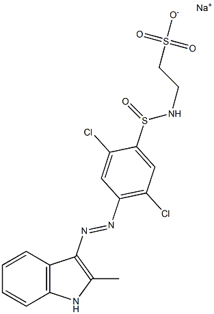 2-[2,5-Dichloro-4-(2-methyl-1H-indol-3-ylazo)phenylsulfinylamino]ethanesulfonic acid sodium salt Structure