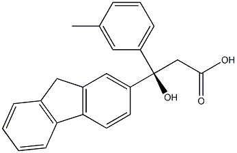 (R)-3-ヒドロキシ-3-(3-メチルフェニル)-3-(9H-フルオレン-2-イル)プロパン酸 化学構造式
