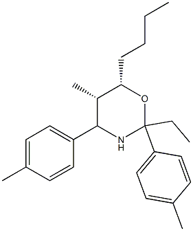 (5S,6S)-6-ブチル-2-エチル-5-メチル-2,4-ジ(p-トリル)-3,4,5,6-テトラヒドロ-2H-1,3-オキサジン 化学構造式