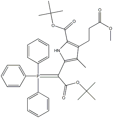 5-[(Triphenylphosphoranylidene)[(tert-butyloxy)carbonyl]methyl]-4-methyl-3-[2-(methoxycarbonyl)ethyl]-1H-pyrrole-2-carboxylic acid tert-butyl ester Structure