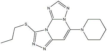 9-Propylthio-5-piperidinobis[1,2,4]triazolo[1,5-a:4',3'-c]pyrimidine 结构式