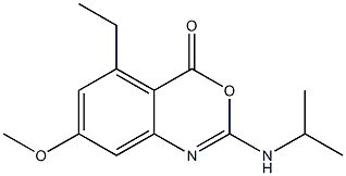 2-イソプロピルアミノ-5-エチル-7-メトキシ-4H-3,1-ベンゾオキサジン-4-オン 化学構造式