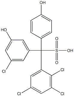 (3-クロロ-5-ヒドロキシフェニル)(2,3,5-トリクロロフェニル)(4-ヒドロキシフェニル)メタンスルホン酸 化学構造式