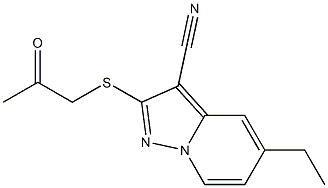 2-[[(Methylcarbonyl)methyl]thio]-5-ethyl-pyrazolo[1,5-a]pyridine-3-carbonitrile Structure