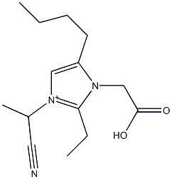 3-(1-Cyanoethyl)-2-ethyl-5-butyl-1-(carboxymethyl)-1H-imidazol-3-ium Struktur