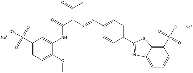 2-[4-[1-(2-Methoxy-5-sulfophenylcarbamoyl)-2-oxopropylazo]phenyl]-6-methylbenzothiazole-7-sulfonic acid disodium salt Struktur