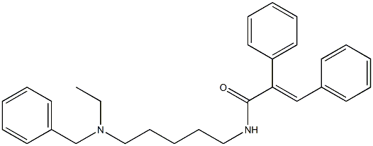 N-[5-(エチルベンジルアミノ)ペンチル]-2,3-ジフェニルアクリルアミド 化学構造式