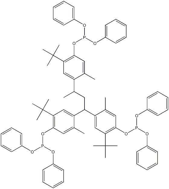 1,1,3-Tris[2-methyl-4-(diphenoxyphosphinooxy)-5-tert-butylphenyl]butane Struktur