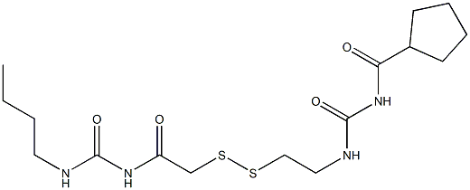 1-(シクロペンチルカルボニル)-3-[2-[[(3-ブチルウレイド)カルボニルメチル]ジチオ]エチル]尿素 化学構造式