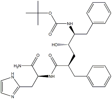 (S)-2-[[(2R,4S,5S)-5-(tert-Butoxycarbonylamino)-2-benzyl-4-hydroxy-6-phenylhexanoyl]amino]-3-(1H-imidazol-2-yl)propionamide Structure