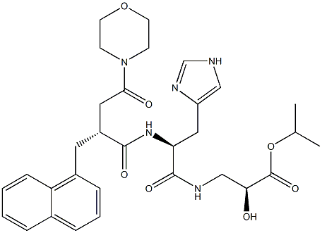 (2S)-3-[N-[(2R)-3-(モルホリノカルボニル)-2-[(ナフタレン-1-イル)メチル]プロピオニル]-L-ヒスチジル]アミノ-2-ヒドロキシプロパン酸イソプロピル 化学構造式