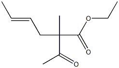 (E)-2-Methyl-2-acetyl-4-hexenoic acid ethyl ester Struktur
