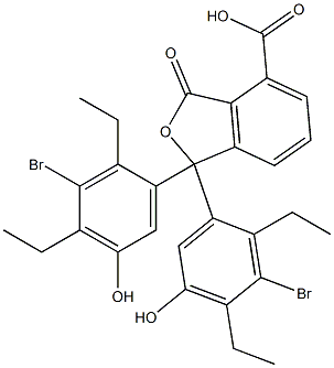 1,1-ビス(3-ブロモ-2,4-ジエチル-5-ヒドロキシフェニル)-1,3-ジヒドロ-3-オキソイソベンゾフラン-4-カルボン酸 化学構造式