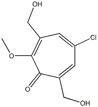 5-クロロ-3,7-ビス(ヒドロキシメチル)-2-メトキシシクロヘプタ-2,4,6-トリエン-1-オン 化学構造式