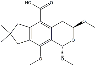 (1S,3S)-1,3,4,6,7,8-Hexahydro-1,3,9-trimethoxy-7,7-dimethylcyclopenta[g]-2-benzopyran-5-carboxylic acid Structure