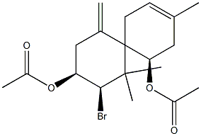 (5R,8R,9S)-5,9-Bis(acetyloxy)-8-bromo-3,7,7-trimethyl-11-methylenespiro[5.5]undec-2-ene,,结构式