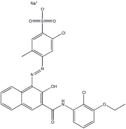 2-Chloro-5-methyl-4-[[3-[[(2-chloro-3-ethoxyphenyl)amino]carbonyl]-2-hydroxy-1-naphtyl]azo]benzenesulfonic acid sodium salt,,结构式