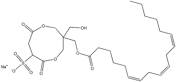 1-[[[(6Z,9Z,12Z)-1-Oxo-6,9,12-octadecatrien-1-yl]oxy]methyl]-1-(hydroxymethyl)-4,7-dioxo-3,8-dioxacyclononane-6-sulfonic acid sodium salt Struktur