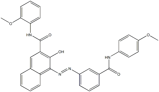 4-[[3-[[(4-Methoxyphenyl)amino]carbonyl]phenyl]azo]-3-hydroxy-N-(2-methoxyphenyl)-2-naphthalenecarboxamide Struktur