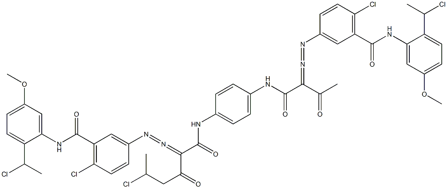 3,3'-[2-(1-クロロエチル)-1,4-フェニレンビス[イミノカルボニル(アセチルメチレン)アゾ]]ビス[N-[2-(1-クロロエチル)-5-メトキシフェニル]-6-クロロベンズアミド] 化学構造式