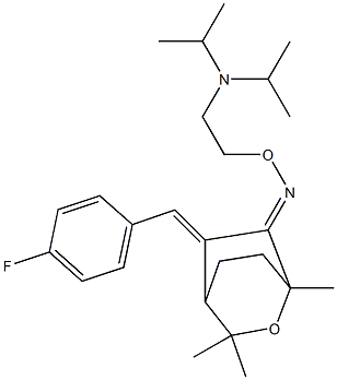 5-[4-Fluorobenzylidene]-1,3,3-trimethyl-2-oxabicyclo[2.2.2]octan-6-one O-[2-(diisopropylamino)ethyl]oxime 结构式