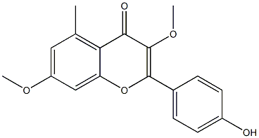2-(4-ヒドロキシフェニル)-3,7-ジメトキシ-5-メチル-4H-1-ベンゾピラン-4-オン 化学構造式