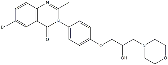 6-Bromo-3-[4-[2-hydroxy-3-morpholinopropoxy]phenyl]-2-methylquinazolin-4(3H)-one,,结构式