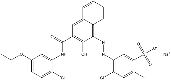 4-Chloro-2-methyl-5-[[3-[[(2-chloro-5-ethoxyphenyl)amino]carbonyl]-2-hydroxy-1-naphtyl]azo]benzenesulfonic acid sodium salt Struktur