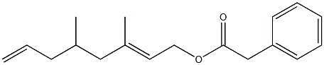 Phenylacetic acid 3,5-dimethyl-2,7-octadienyl ester Structure