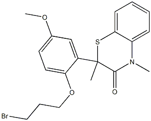 2-[2-(3-Bromopropyloxy)-5-methoxyphenyl]-2-methyl-4-methyl-4H-1,4-benzothiazin-3(2H)-one,,结构式