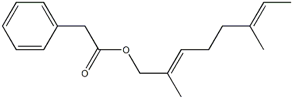 フェニル酢酸2,6-ジメチル-2,6-オクタジエニル 化学構造式