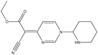 4-[Cyano(ethoxycarbonyl)methylene]-1,4-dihydro-1-(2-piperidinyl)pyrimidine Struktur