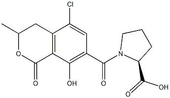 1-[(5-Chloro-8-hydroxy-3-methyl-1-oxo-7-isochromanyl)carbonyl]proline Struktur
