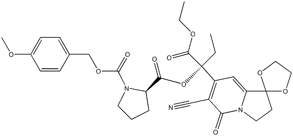 6-Cyano-7-[(R)-1-ethoxycarbonyl-1-[[(2R)-1-[(4-methoxybenzyloxy)carbonyl]-2-pyrrolidinyl]carbonyloxy]propyl]-2,3-dihydrospiro[indolizine-1,2'-[1,3]dioxolan]-5-one|