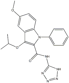 5-Methoxy-3-(1-methylethoxy)-1-phenyl-N-(1H-tetrazol-5-yl)-1H-indole-2-carboxamide,,结构式