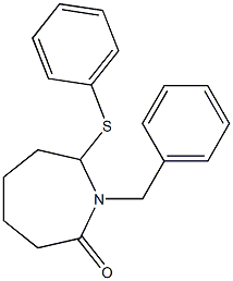 1-Benzyl-7-(phenylthio)hexahydro-2H-azepin-2-one,,结构式