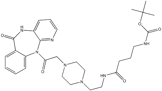 5,11-ジヒドロ-11-[[4-[2-[4-(tert-ブトキシカルボニルアミノ)ブチリルアミノ]エチル]-1-ピペラジニル]アセチル]-6H-ピリド[2,3-b][1,4]ベンゾジアゼピン-6-オン 化学構造式