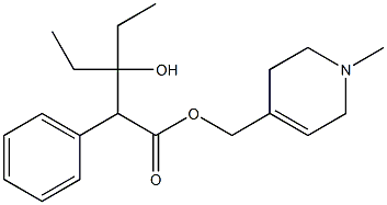 3-エチル-3-ヒドロキシ-2-フェニル吉草酸(1-メチル-1,2,5,6-テトラヒドロピリジン-4-イル)メチル 化学構造式