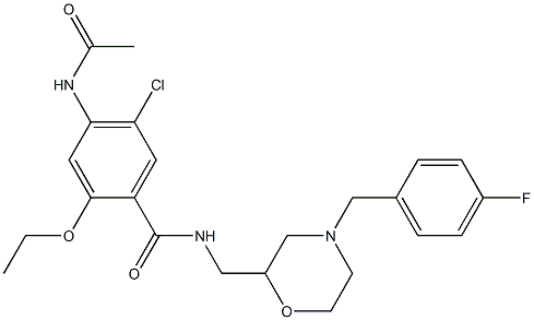 4-Acetylamino-5-chloro-2-ethoxy-N-[[4-(4-fluorobenzyl)-2-morpholinyl]methyl]benzamide,,结构式