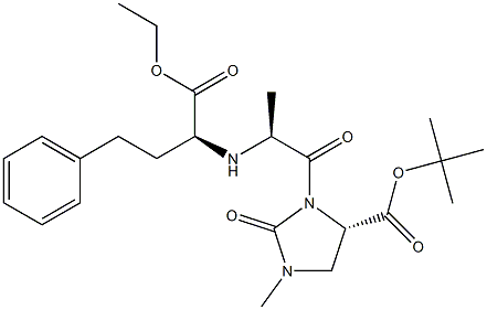 (4S)-3-[(2S)-2-[[(1S)-1-(Ethoxycarbonyl)-3-phenylpropyl]amino]propionyl]-1-methyl-2-oxo-4-imidazolidinecarboxylic acid=tert-butyl ester Structure