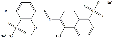 5-Hydroxy-6-[(2-methoxy-4-sodiosulfophenyl)azo]naphthalene-1-sulfonic acid sodium salt Struktur