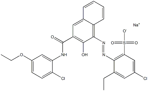 3-Chloro-5-ethyl-6-[[3-[[(2-chloro-5-ethoxyphenyl)amino]carbonyl]-2-hydroxy-1-naphtyl]azo]benzenesulfonic acid sodium salt Structure