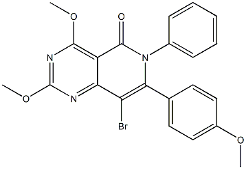 2,4-Dimethoxy-8-bromo-6-phenyl-7-(4-methoxyphenyl)pyrido[4,3-d]pyrimidin-5(6H)-one,,结构式