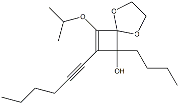 8-イソプロピルオキシ-6-ブチル-7-(1-ヘキシニル)-1,4-ジオキサスピロ[4.3]オクタ-7-エン-6-オール 化学構造式