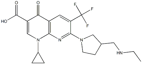 6-(Trifluoromethyl)-1,4-dihydro-1-cyclopropyl-4-oxo-7-[3-[(ethylamino)methyl]pyrrolidin-1-yl]-1,8-naphthyridine-3-carboxylic acid Structure