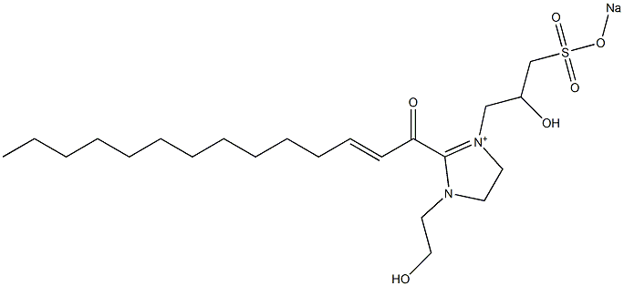 1-(2-Hydroxyethyl)-3-[2-hydroxy-3-(sodiooxysulfonyl)propyl]-2-(2-tetradecenoyl)-2-imidazoline-3-ium Struktur