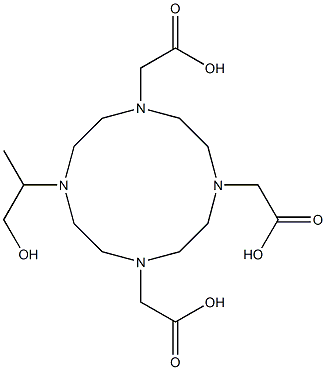 10-(2-ヒドロキシ-1-メチルエチル)-1,4,7,10-テトラアザシクロドデカン-1,4,7-トリス酢酸 化学構造式