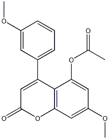 4-(3-メトキシフェニル)-5-アセトキシ-7-メトキシクマリン 化学構造式